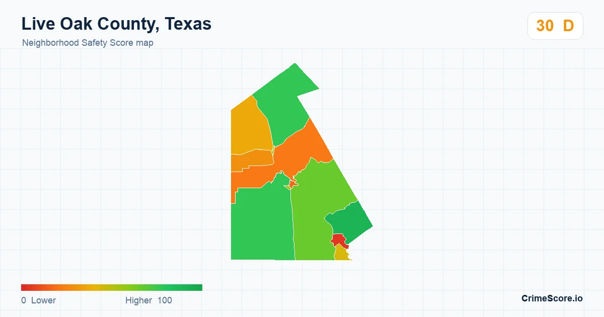 Live Oak County, Texas neighborhood Safety Score map by Census block group