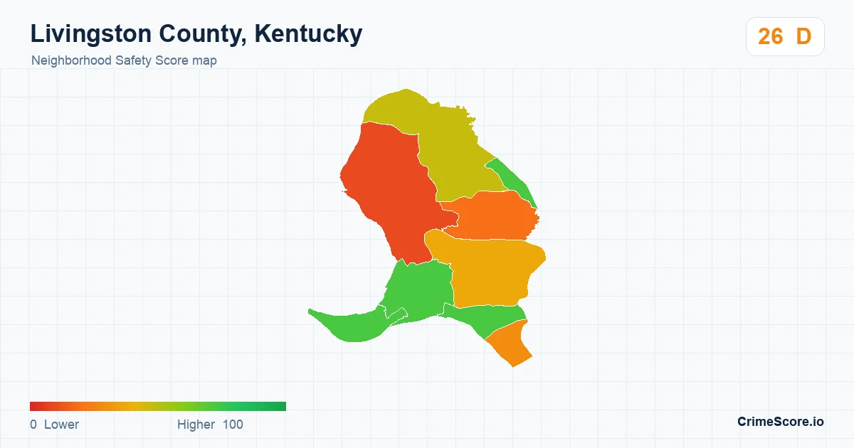 Livingston County, Kentucky neighborhood Safety Score map by Census block group