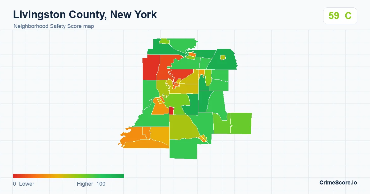 Livingston County, New York neighborhood Safety Score map by Census block group