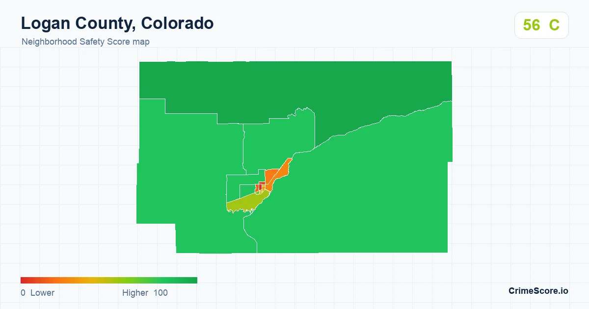 Logan County, Colorado neighborhood Safety Score map by Census block group