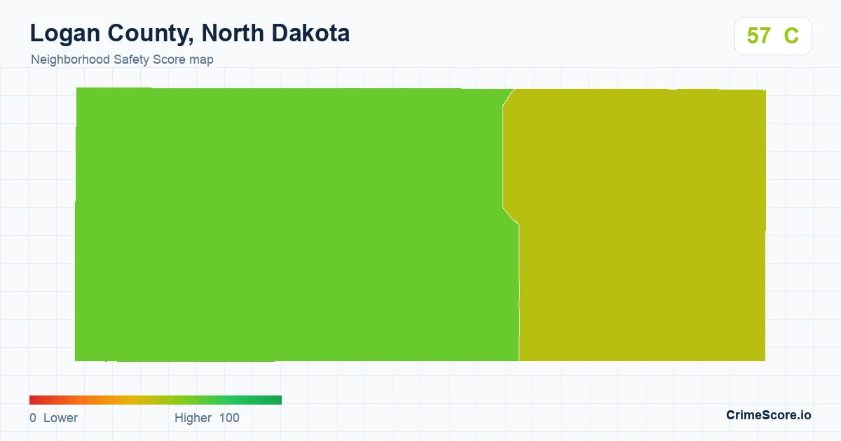 Logan County, North Dakota neighborhood Safety Score map by Census block group