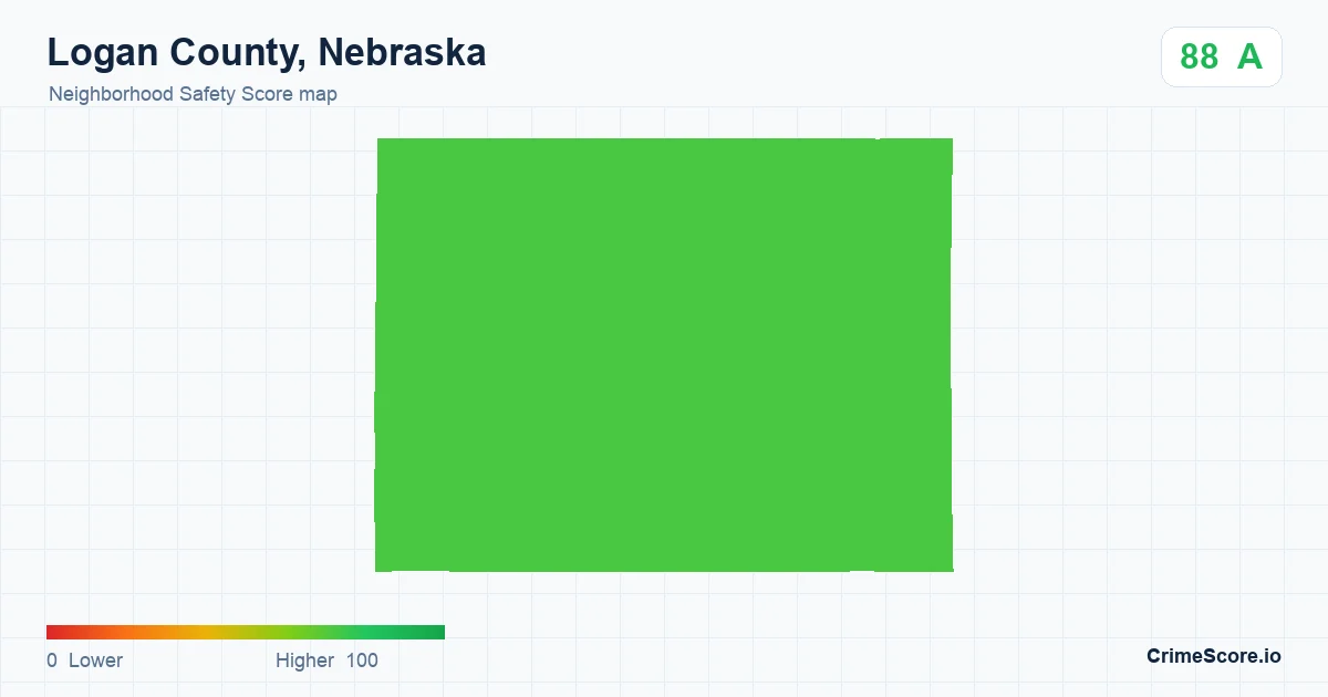 Logan County, Nebraska neighborhood Safety Score map by Census block group