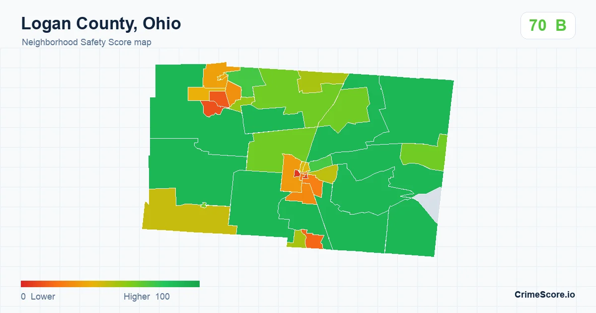 Logan County, Ohio neighborhood Safety Score map by Census block group