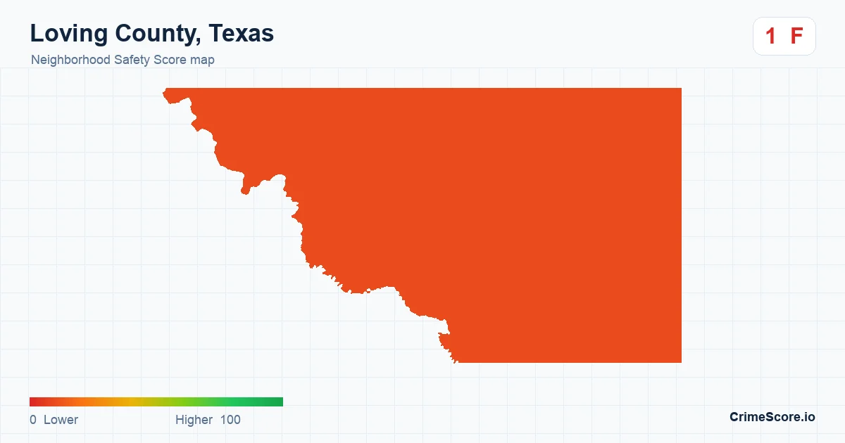 Loving County, Texas neighborhood Safety Score map by Census block group