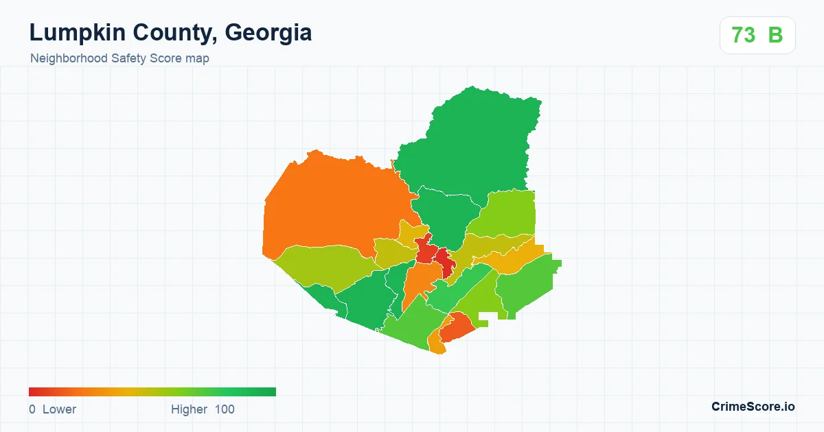 Lumpkin County, Georgia neighborhood Safety Score map by Census block group