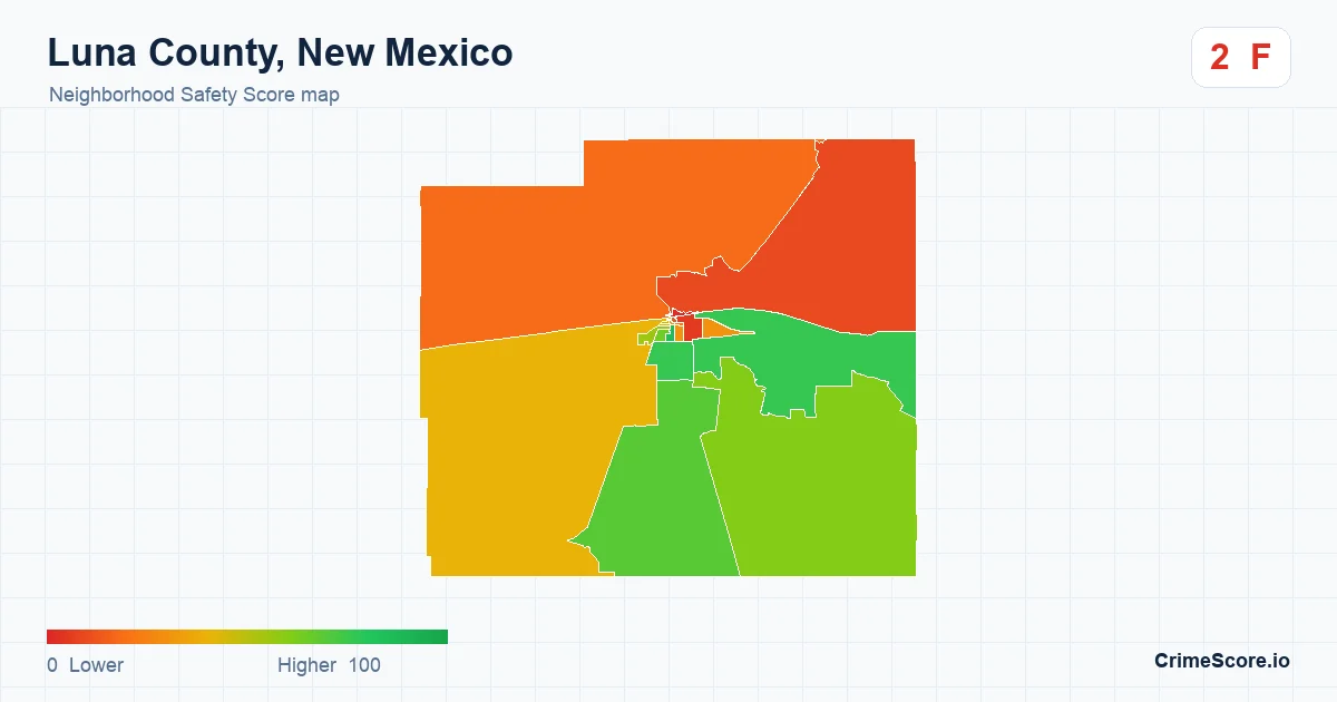 Luna County, New Mexico neighborhood Safety Score map by Census block group