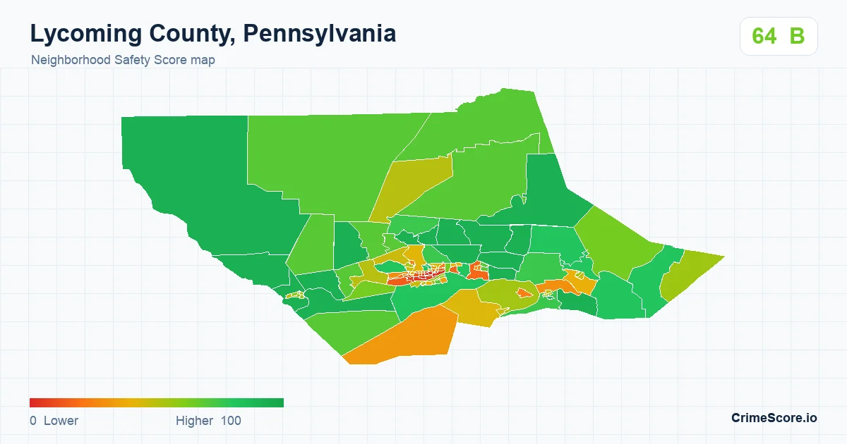 Lycoming County, Pennsylvania neighborhood Safety Score map by Census block group