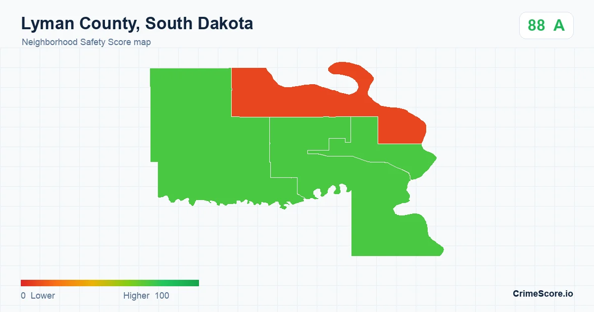 Lyman County, South Dakota neighborhood Safety Score map by Census block group