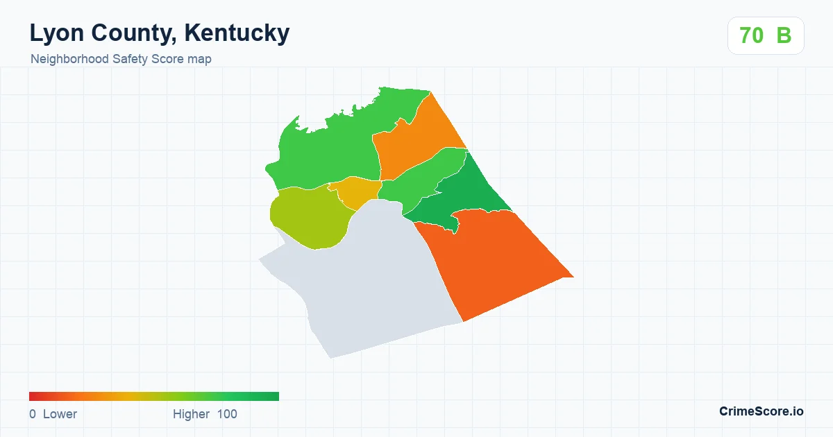 Lyon County, Kentucky neighborhood Safety Score map by Census block group
