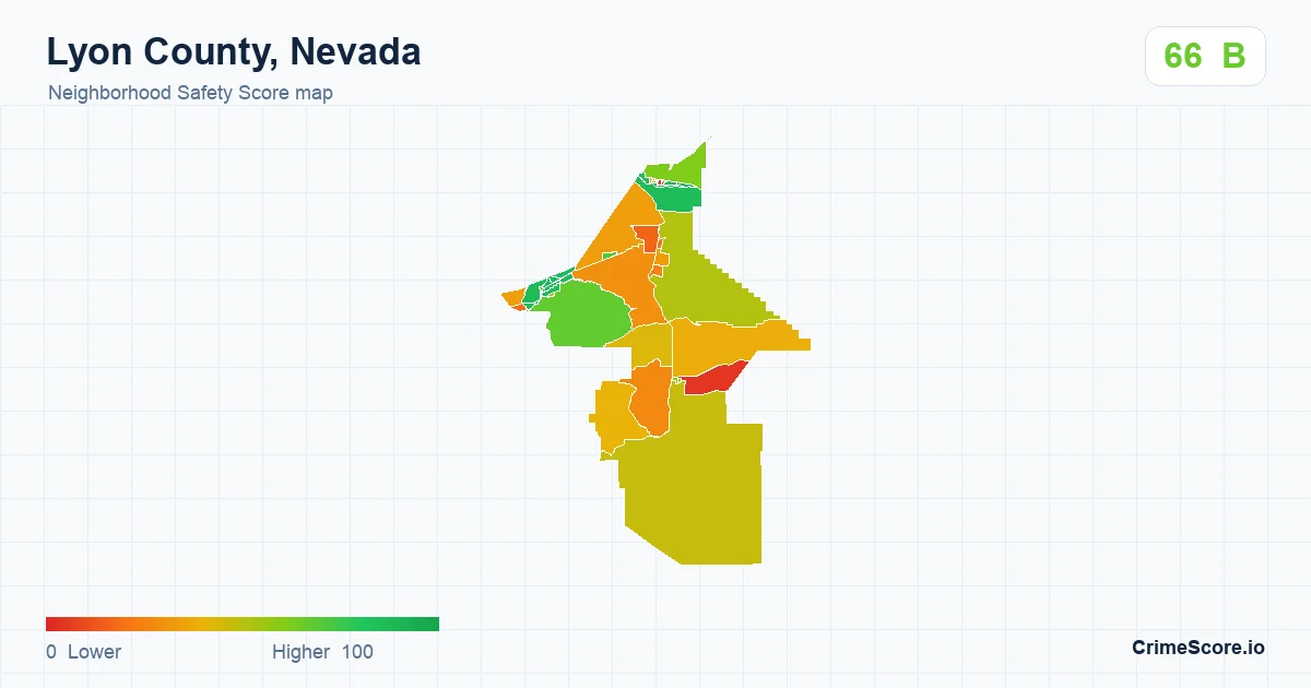 Lyon County, Nevada neighborhood Safety Score map by Census block group