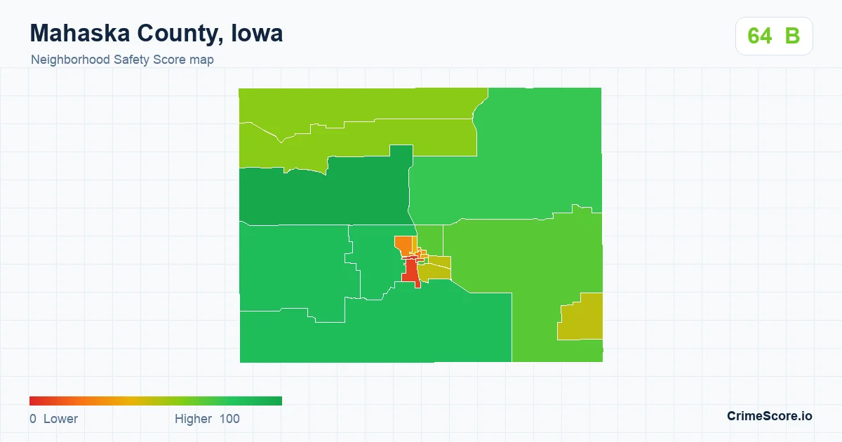 Mahaska County, Iowa neighborhood Safety Score map by Census block group