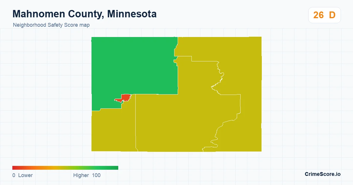 Mahnomen County, Minnesota neighborhood Safety Score map by Census block group