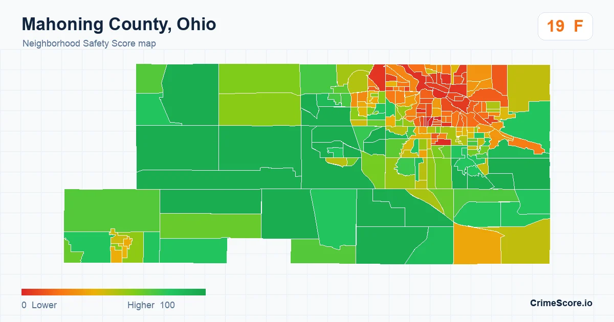 Mahoning County, Ohio neighborhood Safety Score map by Census block group