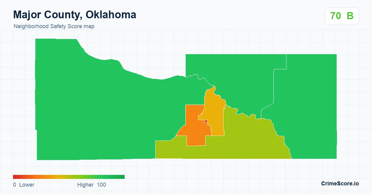 Major County, Oklahoma neighborhood Safety Score map by Census block group