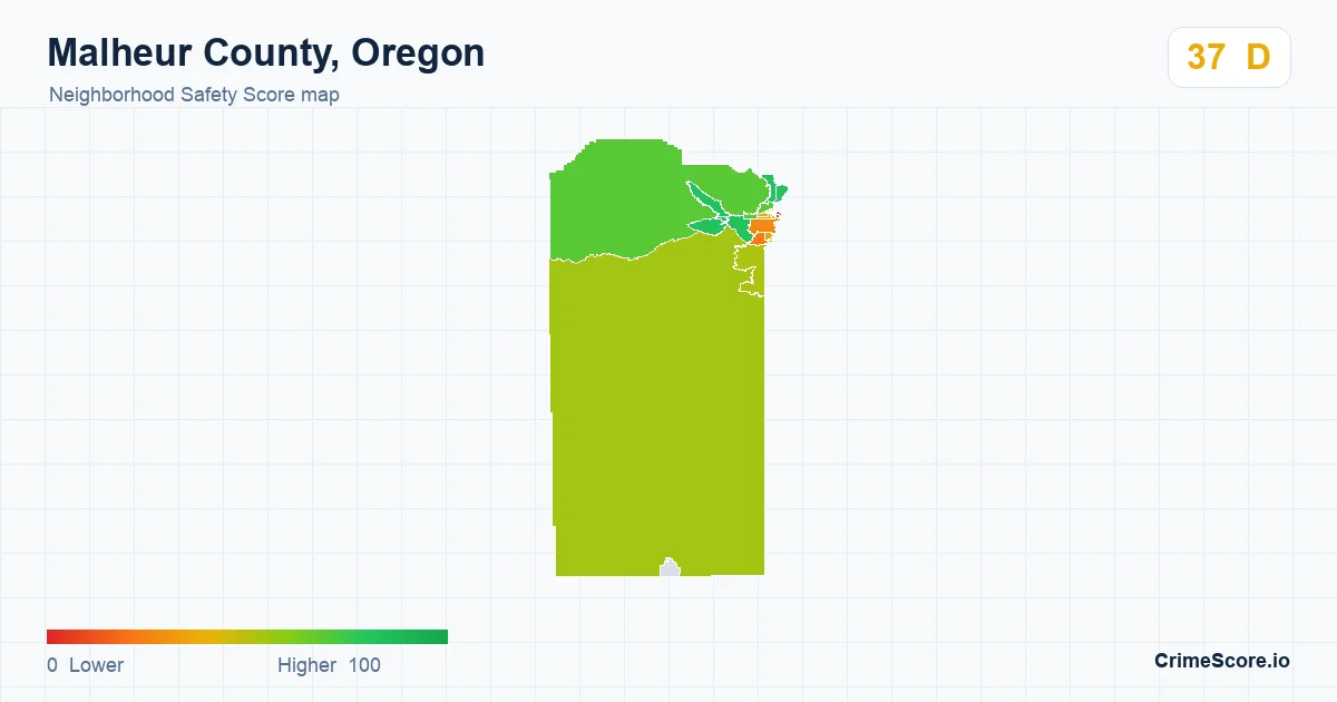 Malheur County, Oregon neighborhood Safety Score map by Census block group