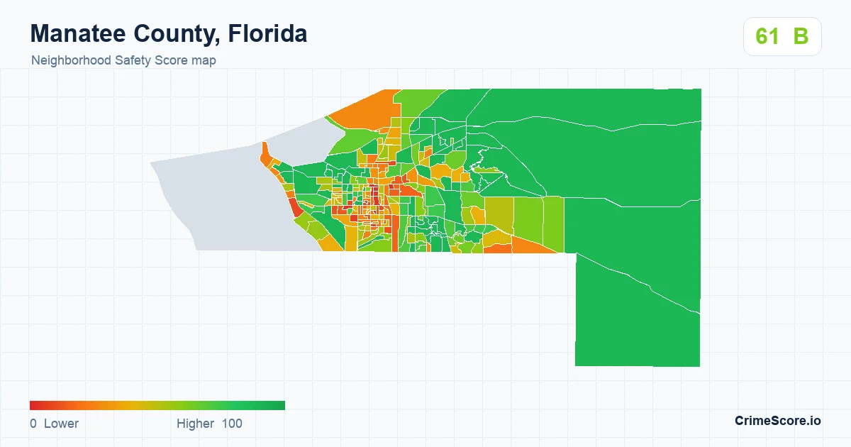 Manatee County, Florida neighborhood Safety Score map by Census block group