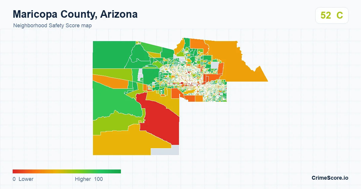 Maricopa County, Arizona neighborhood Safety Score map by Census block group