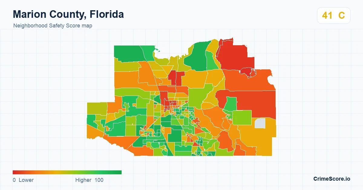 Marion County, Florida neighborhood Safety Score map by Census block group