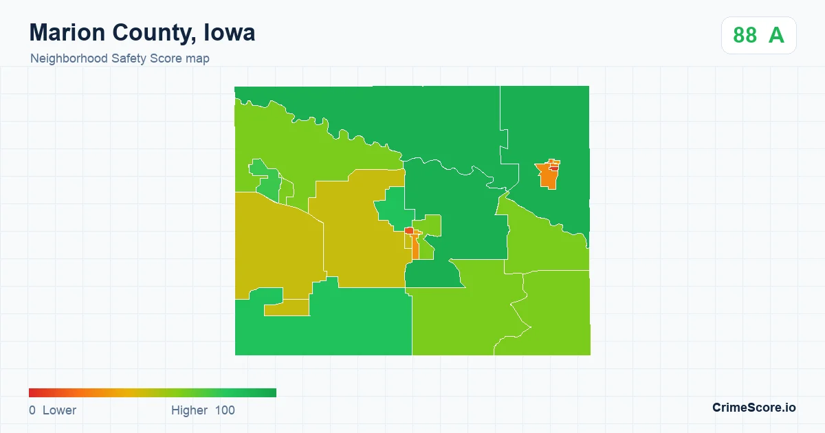 Marion County, Iowa neighborhood Safety Score map by Census block group