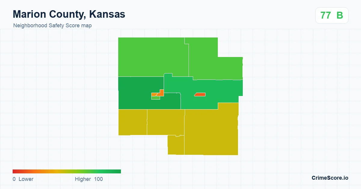 Marion County, Kansas neighborhood Safety Score map by Census block group