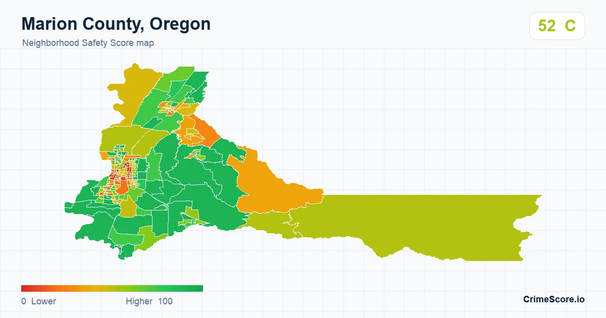 Marion County, Oregon neighborhood Safety Score map by Census block group