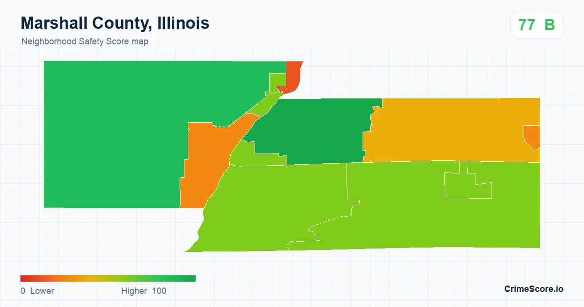 Marshall County, Illinois neighborhood Safety Score map by Census block group