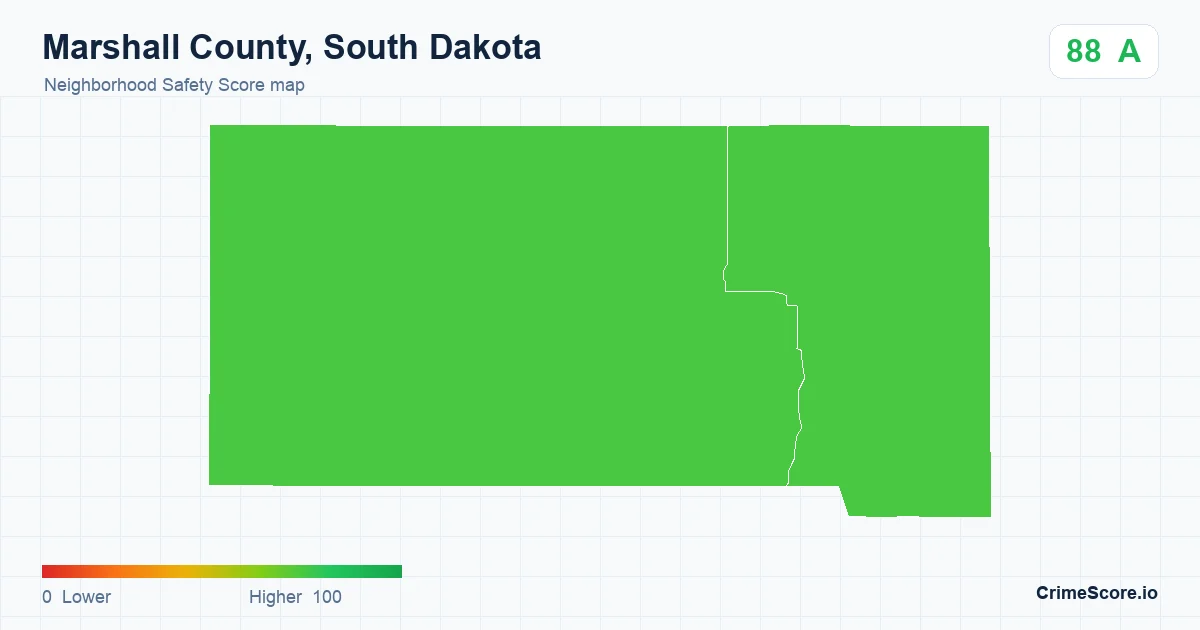 Marshall County, South Dakota neighborhood Safety Score map by Census block group