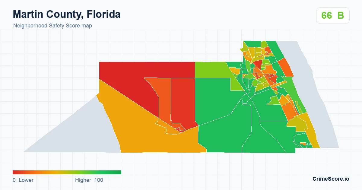Martin County, Florida neighborhood Safety Score map by Census block group