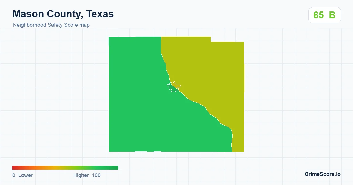 Mason County, Texas neighborhood Safety Score map by Census block group