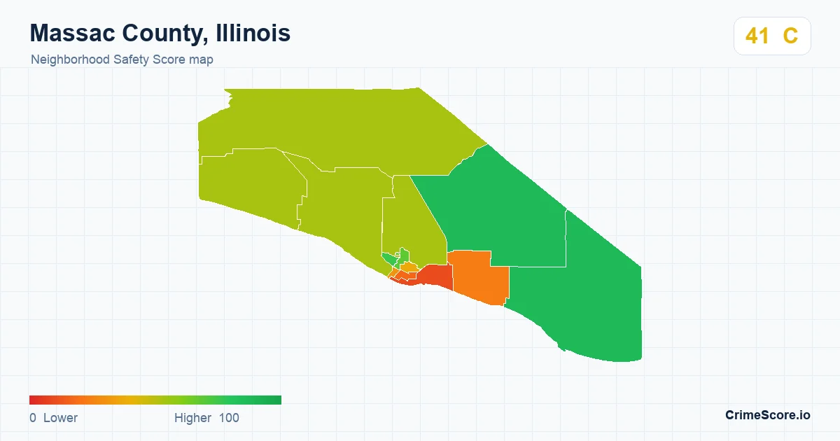 Massac County, Illinois neighborhood Safety Score map by Census block group