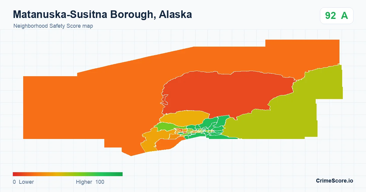 Matanuska-Susitna Borough, Alaska neighborhood Safety Score map by Census block group