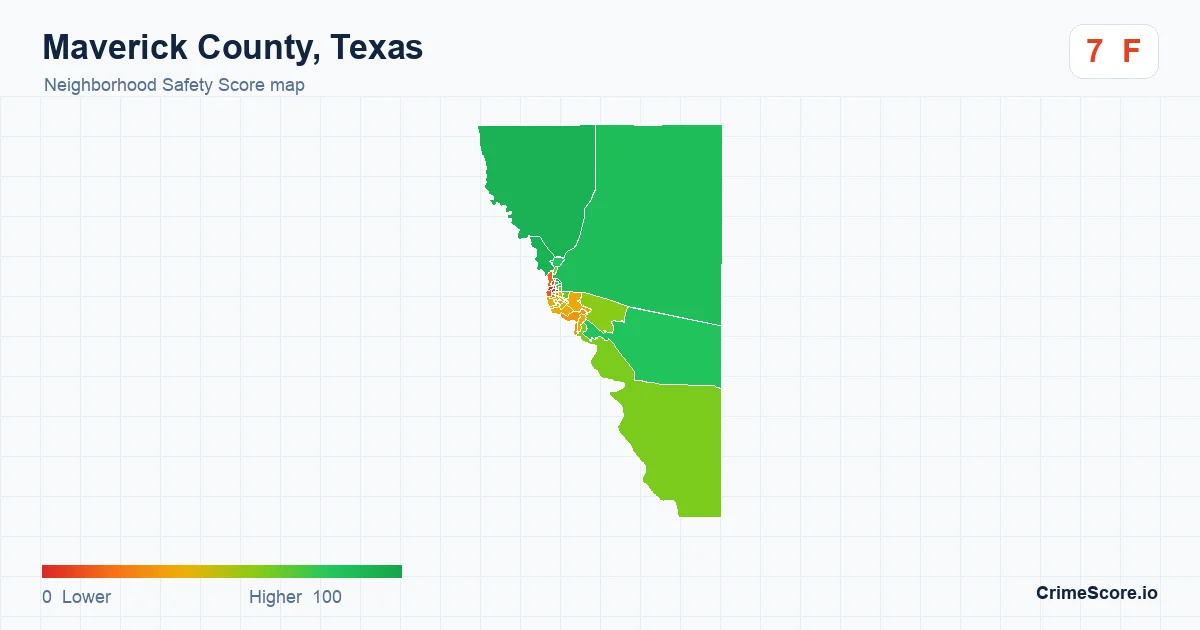 Maverick County, Texas neighborhood Safety Score map by Census block group