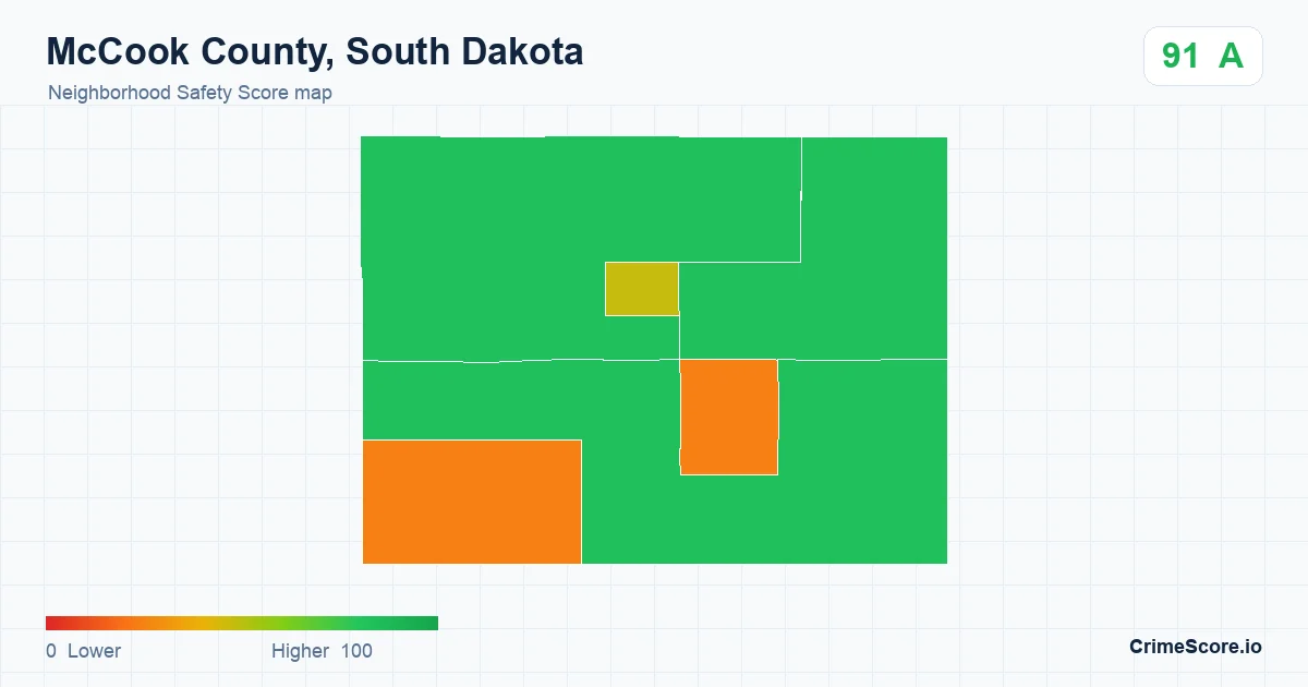 McCook County, South Dakota neighborhood Safety Score map by Census block group