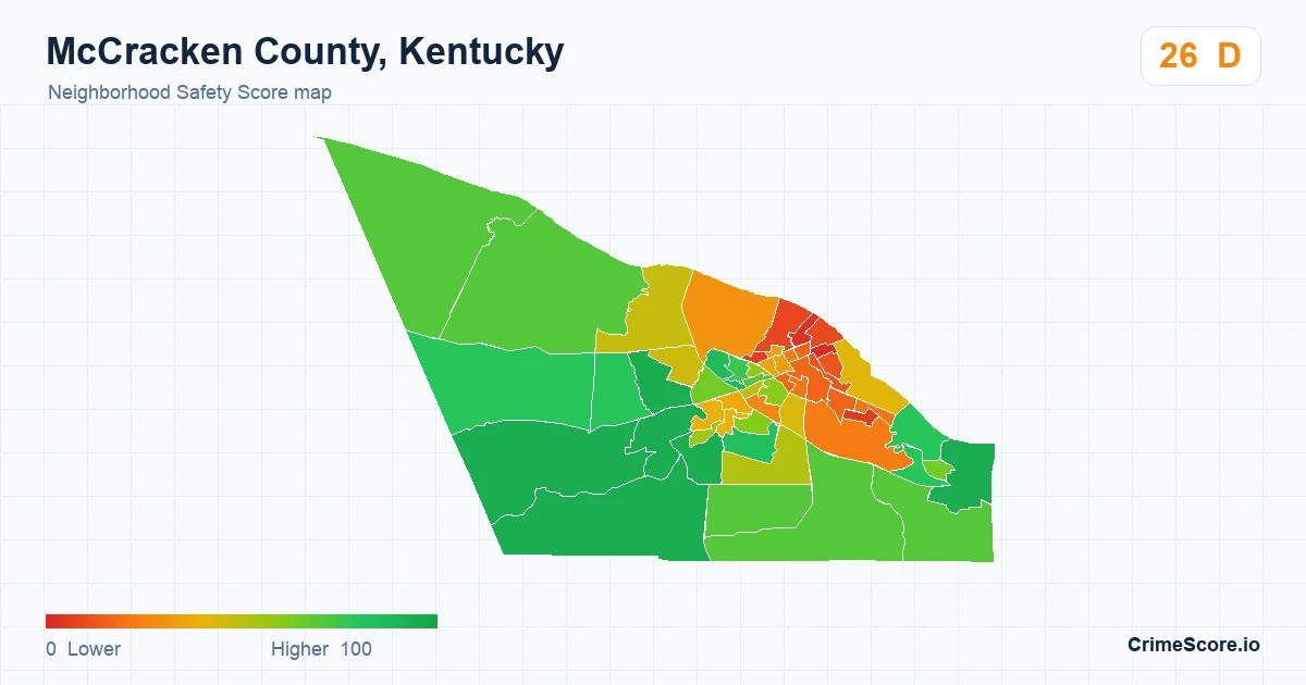 McCracken County, Kentucky neighborhood Safety Score map by Census block group