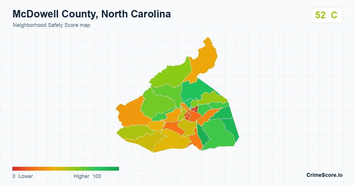 McDowell County, North Carolina neighborhood Safety Score map by Census block group