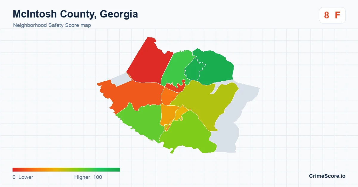 McIntosh County, Georgia neighborhood Safety Score map by Census block group