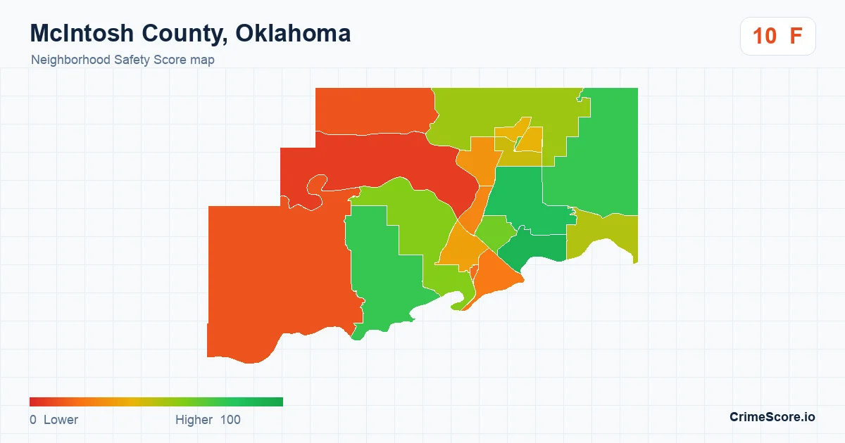 McIntosh County, Oklahoma neighborhood Safety Score map by Census block group