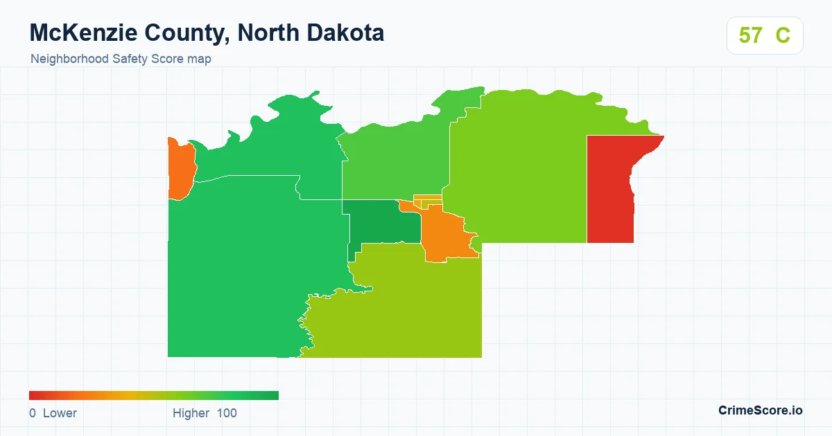 McKenzie County, North Dakota neighborhood Safety Score map by Census block group