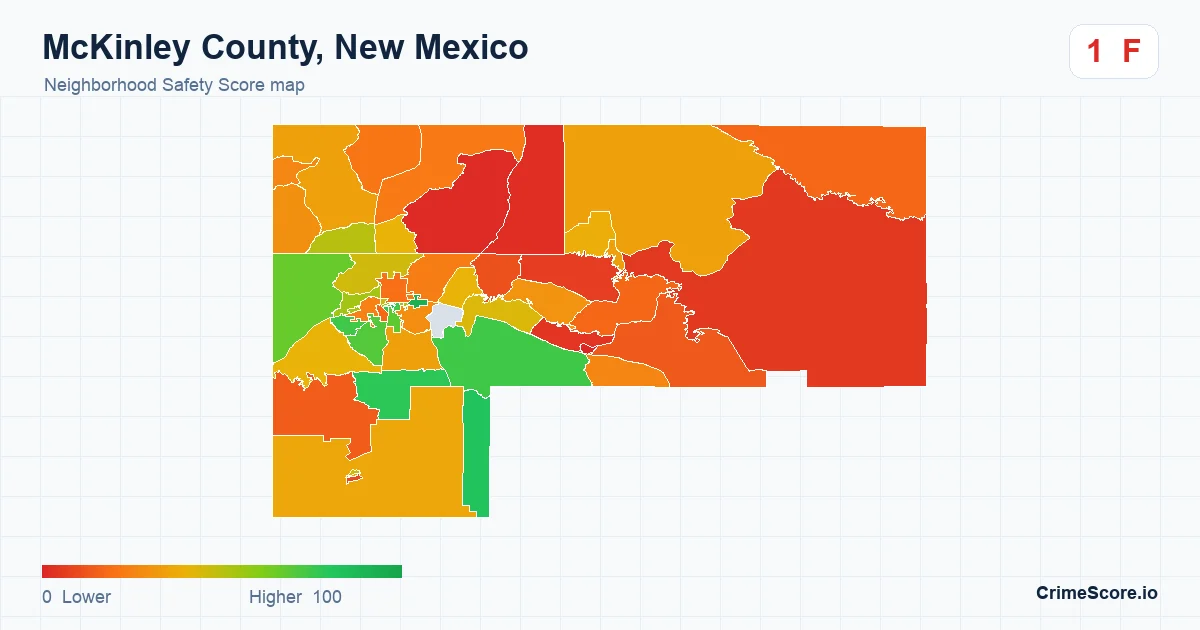 McKinley County, New Mexico neighborhood Safety Score map by Census block group
