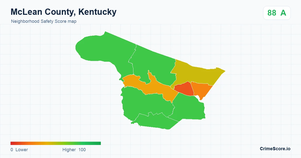 McLean County, Kentucky neighborhood Safety Score map by Census block group