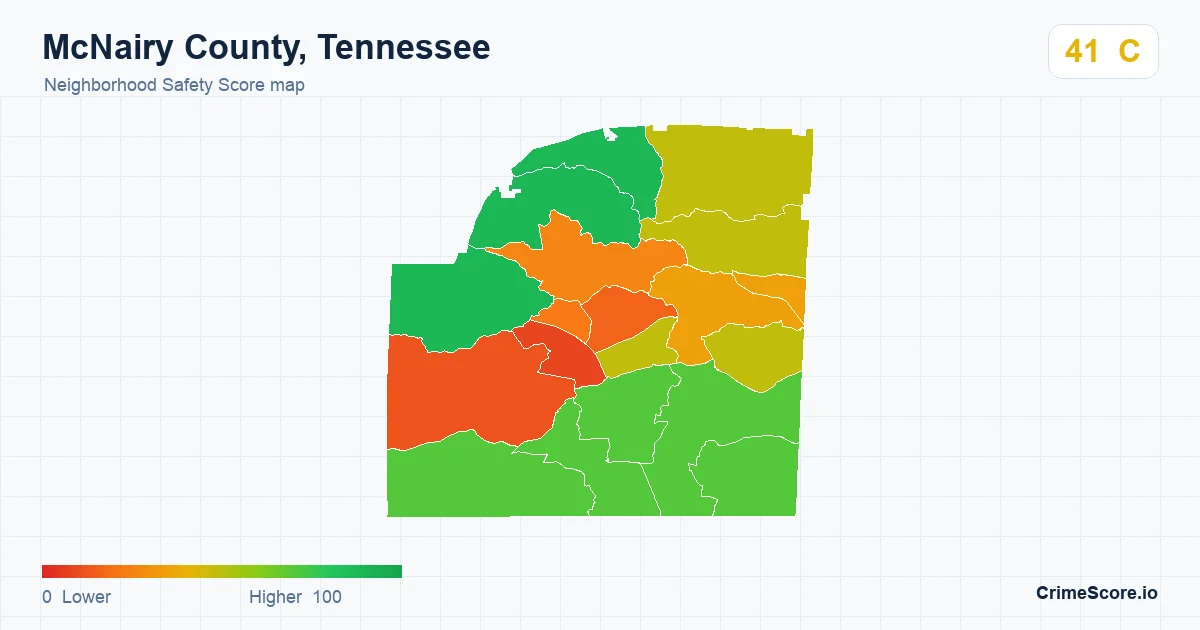 McNairy County, Tennessee neighborhood Safety Score map by Census block group