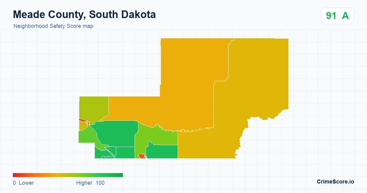 Meade County, South Dakota neighborhood Safety Score map by Census block group