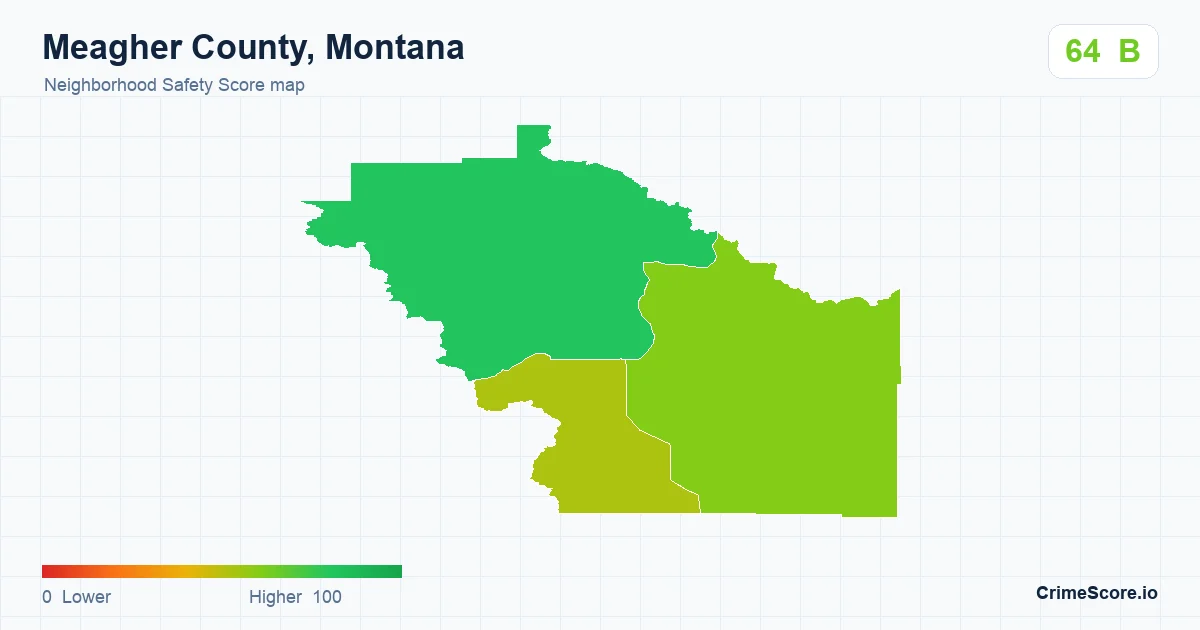 Meagher County, Montana neighborhood Safety Score map by Census block group