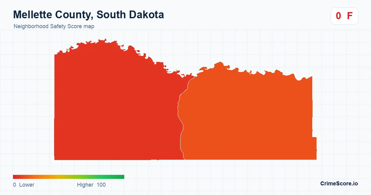 Mellette County, South Dakota neighborhood Safety Score map by Census block group