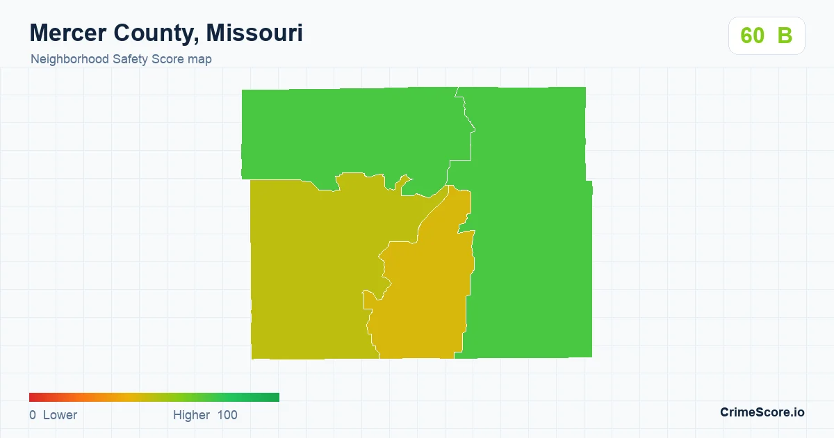 Mercer County, Missouri neighborhood Safety Score map by Census block group