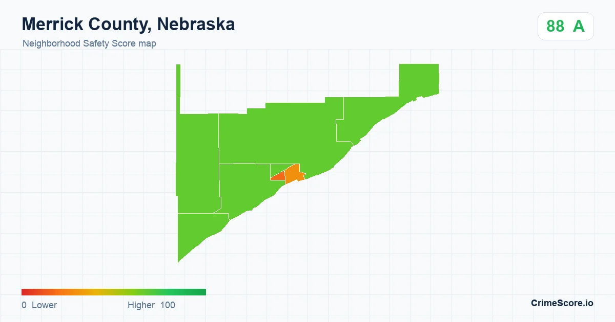 Merrick County, Nebraska neighborhood Safety Score map by Census block group