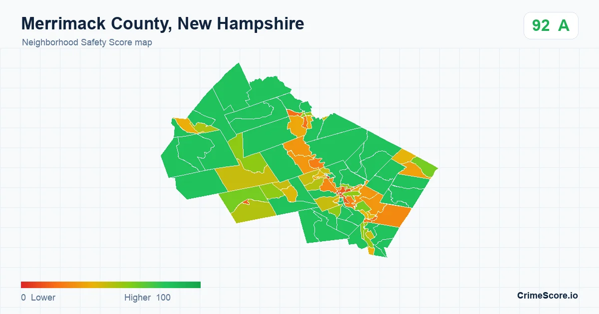 Merrimack County, New Hampshire neighborhood Safety Score map by Census block group