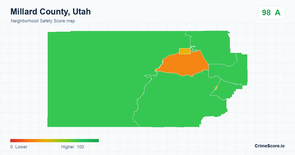 Millard County, Utah neighborhood Safety Score map by Census block group