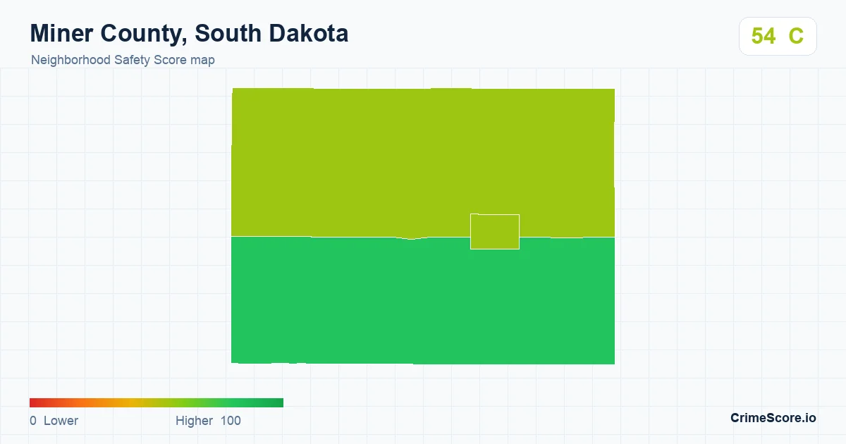 Miner County, South Dakota neighborhood Safety Score map by Census block group