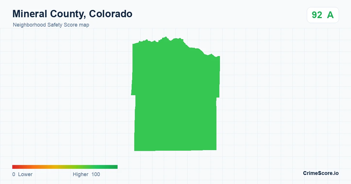 Mineral County, Colorado neighborhood Safety Score map by Census block group